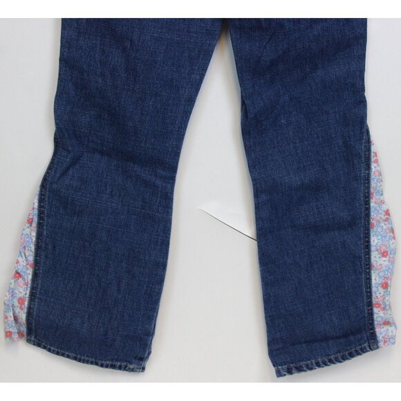 NEW Y2K Oshkosh Denim Jeans Girls sz 7 Floral Flared Embroidered Straight Leg - Picture 6 of 7